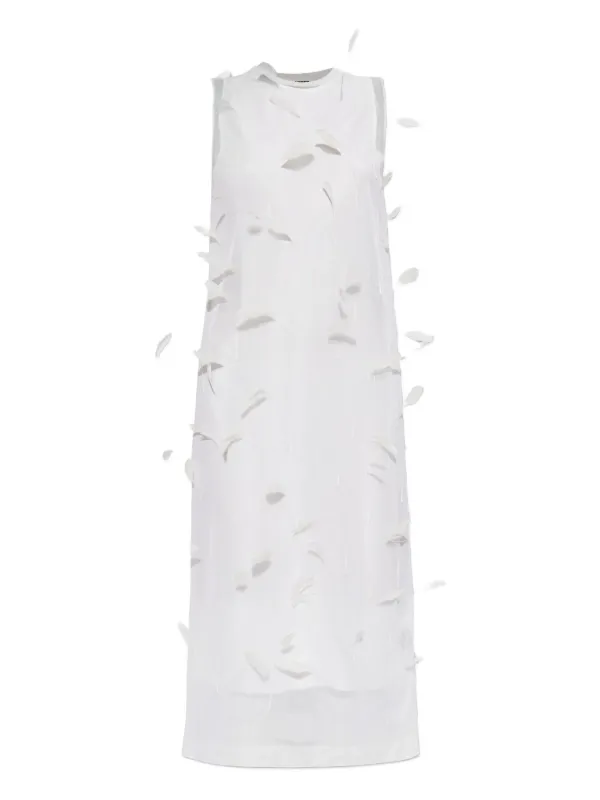 jil sander silk dress Jil Sander Silk Dress With Feather Detail