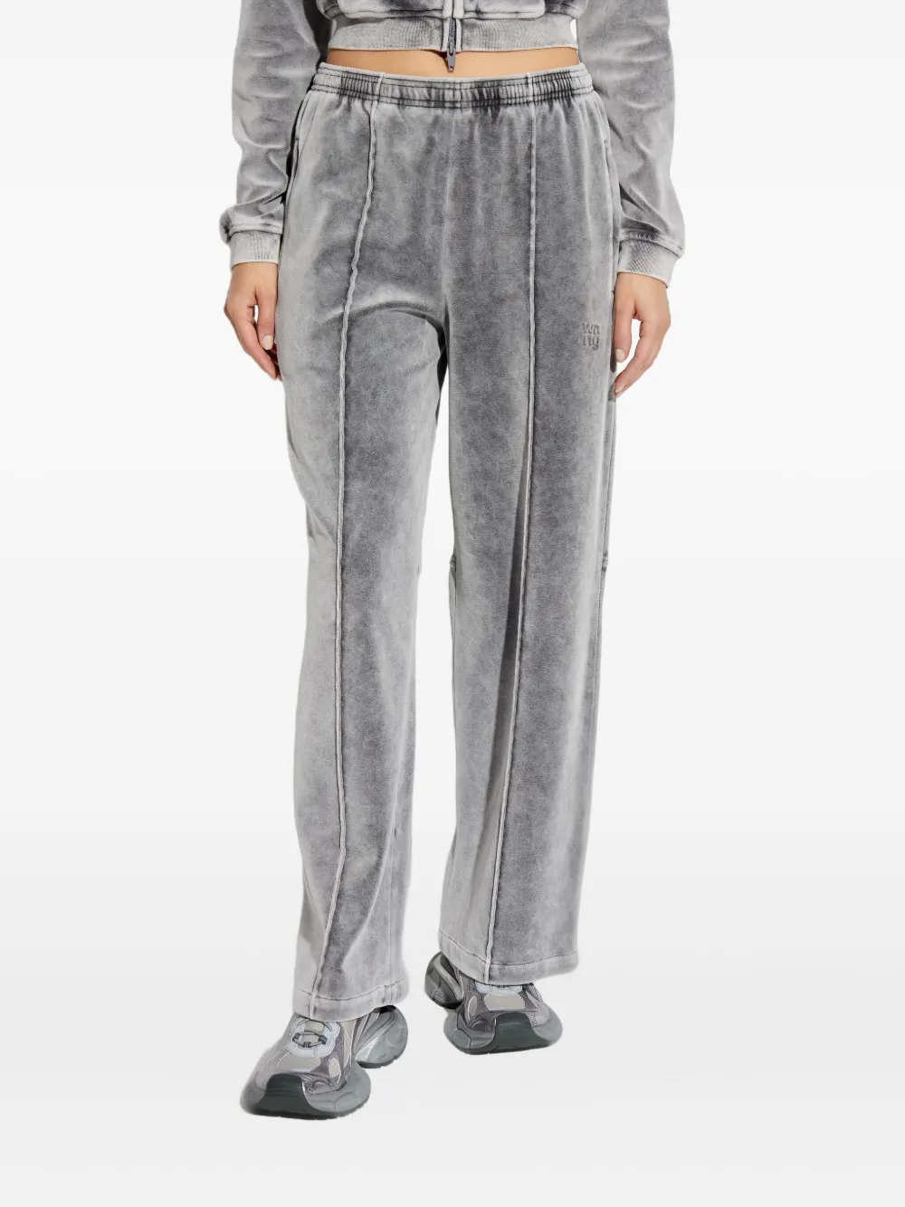 Alexander Wang Velvet Wide-leg Sweatpants In Gray