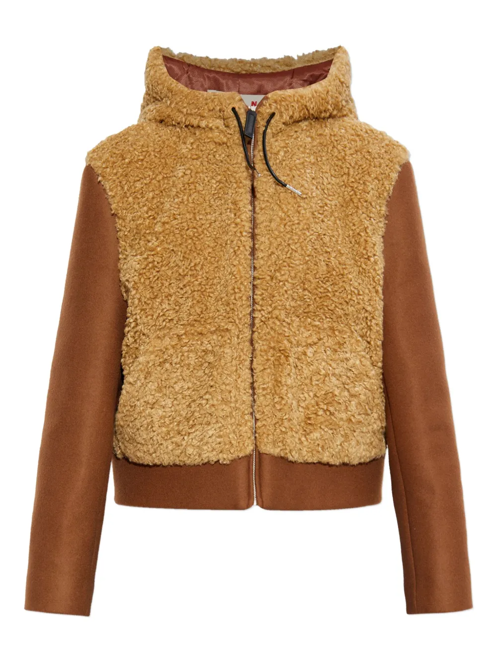 Marni Hooded Panelled Jacket In Brown