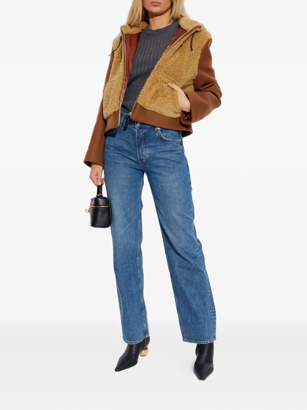 Marni Hooded Panelled Jacket In Brown