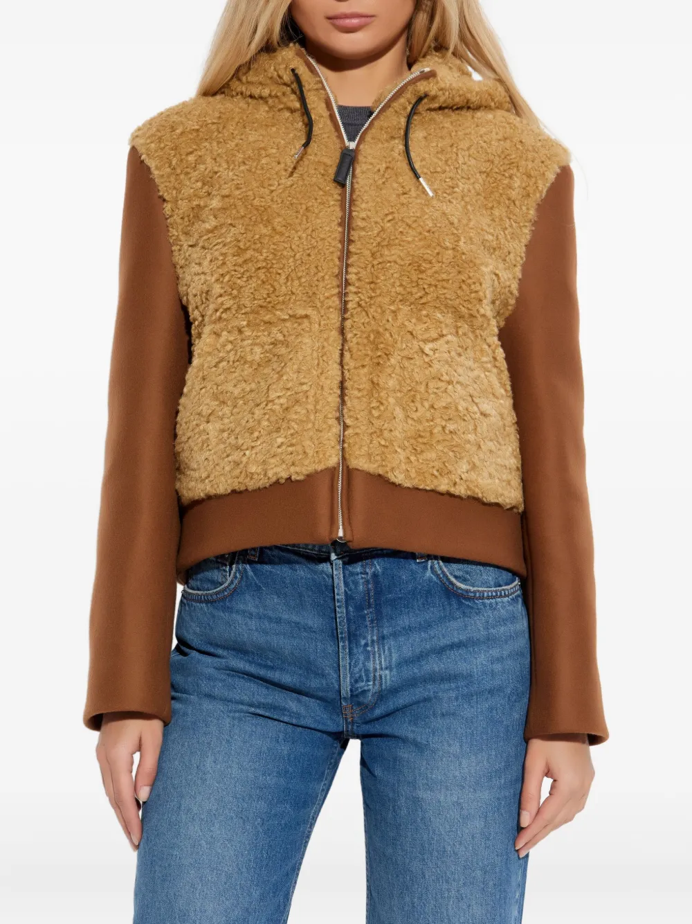 Marni Hooded Panelled Jacket In Brown