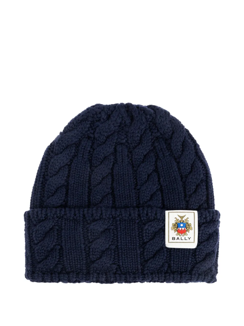 Bally cable-knit logo-patch beanie - Blauw