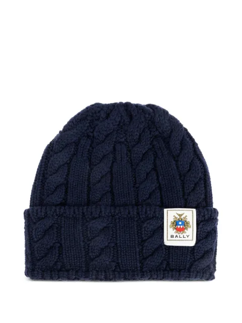 Bally cable-knit logo-patch beanie