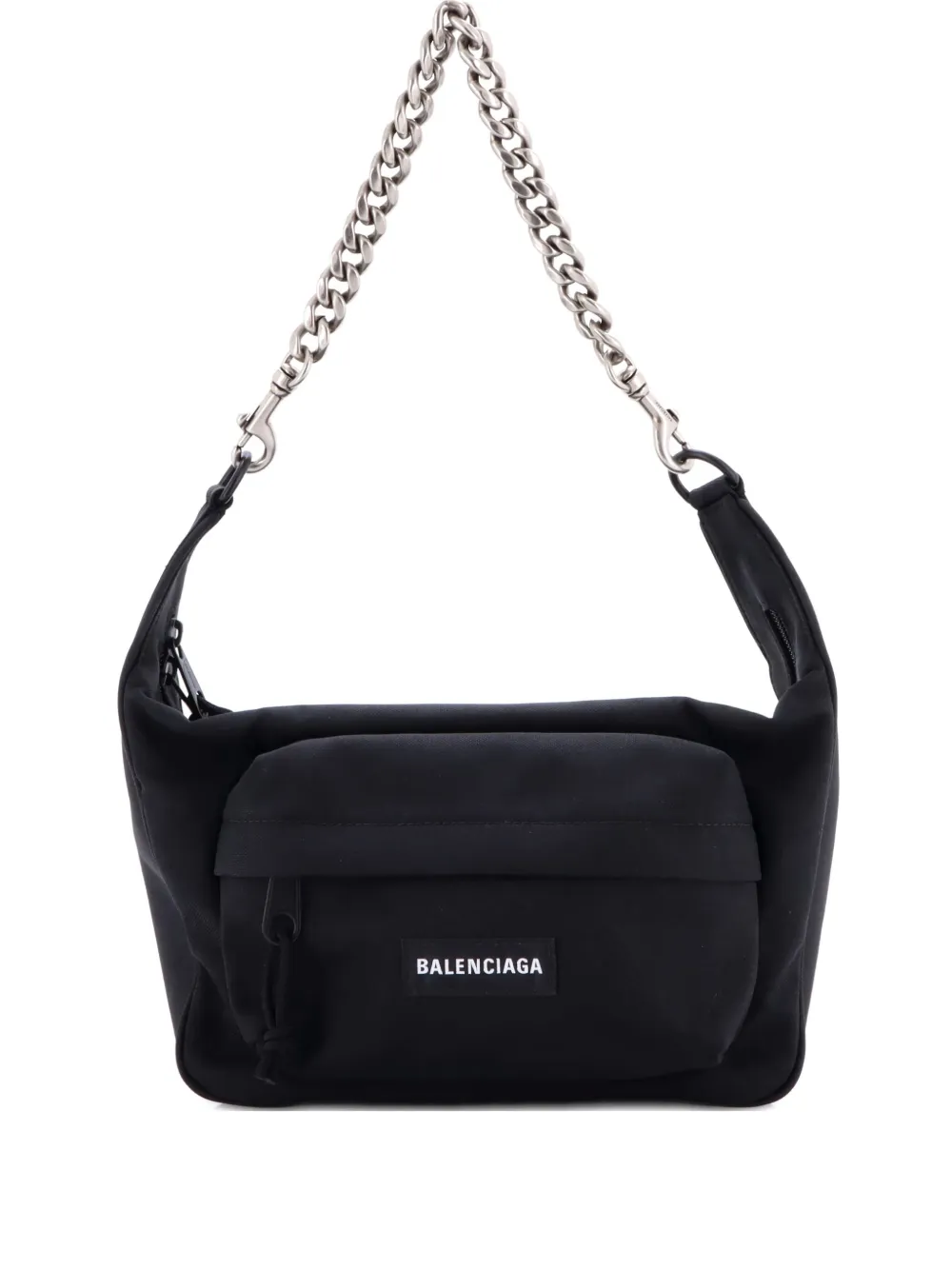 Pre-owned Balenciaga Raver Chain Canvas Shoulder Bag In Black