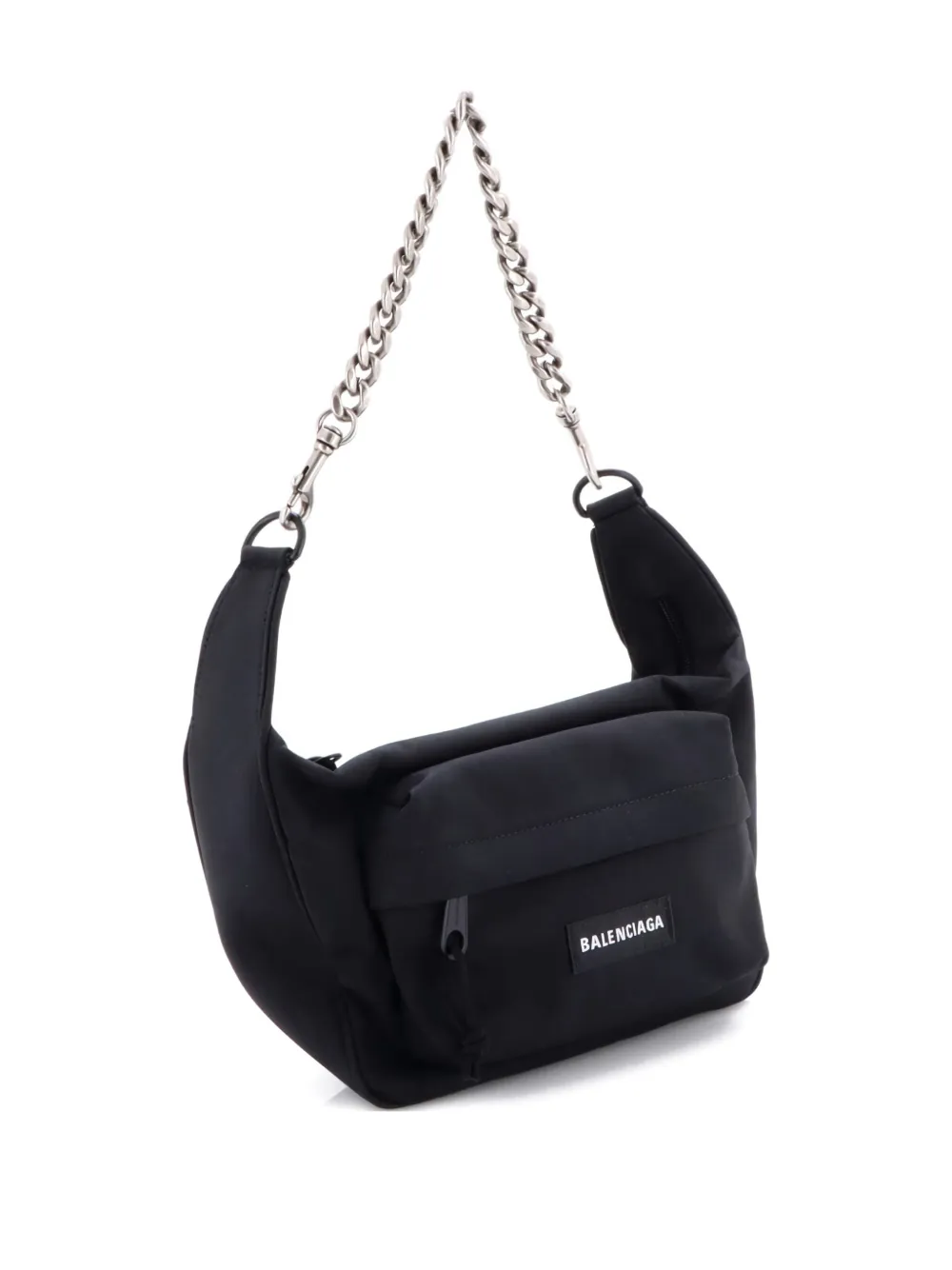 Pre-owned Balenciaga Raver Chain Canvas Shoulder Bag In Black