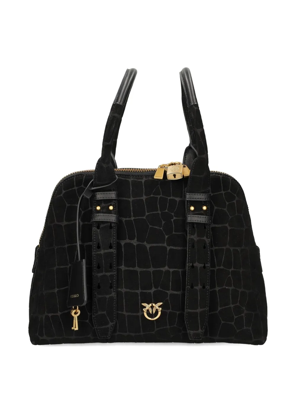 PINKO crocodile-effect padlock tote bag - Nero