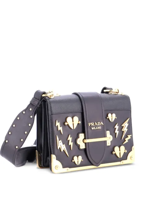 Prada Pre-Owned Cahier Embellished Leather Small crossbody bag