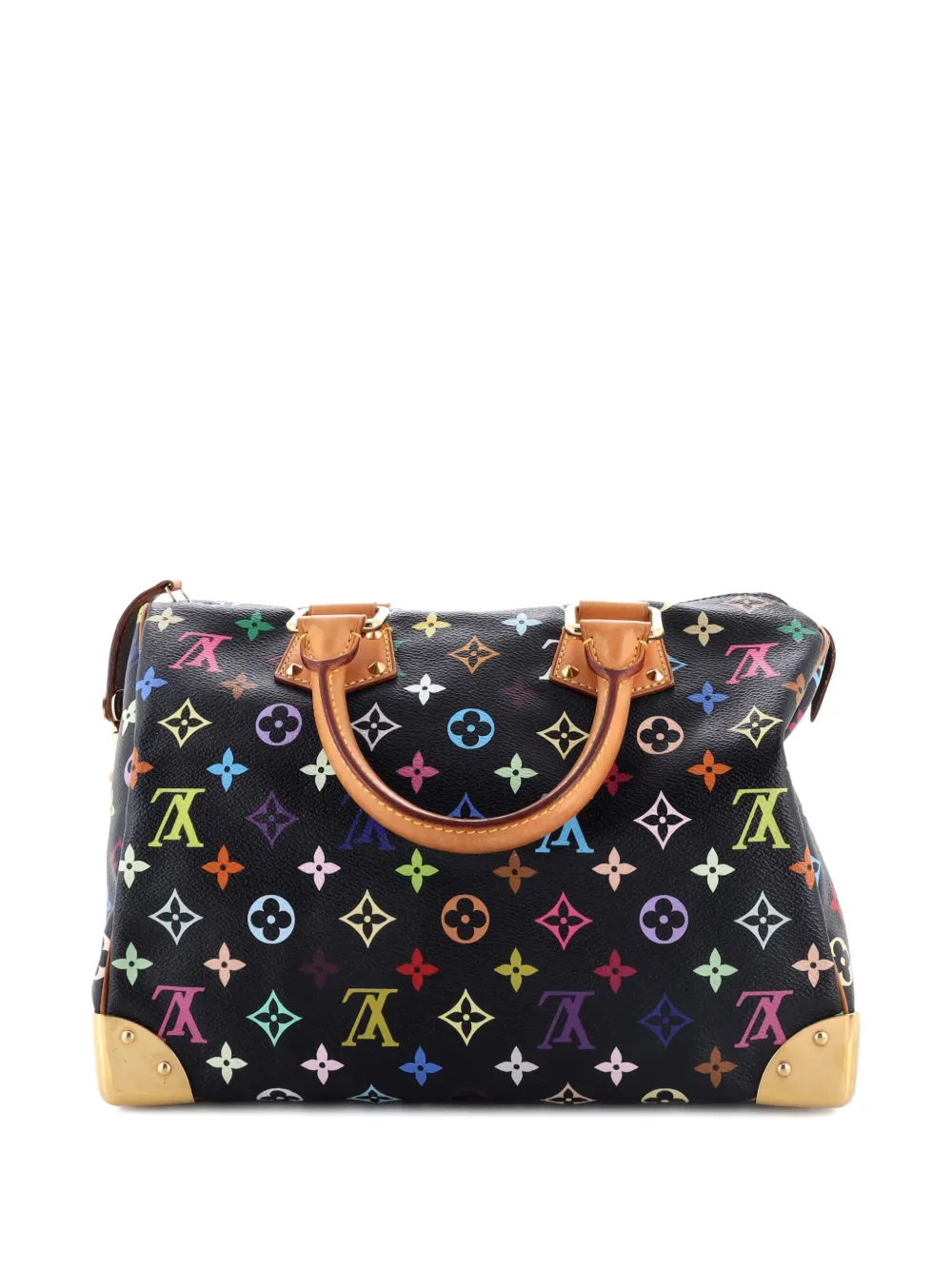 Pre-owned Louis Vuitton Speedy Handbag Monogram Multicolor 30 Satchel In Black