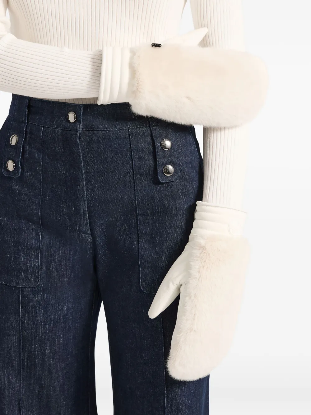 Fusalp Handschoenen van imitatiebont Wit