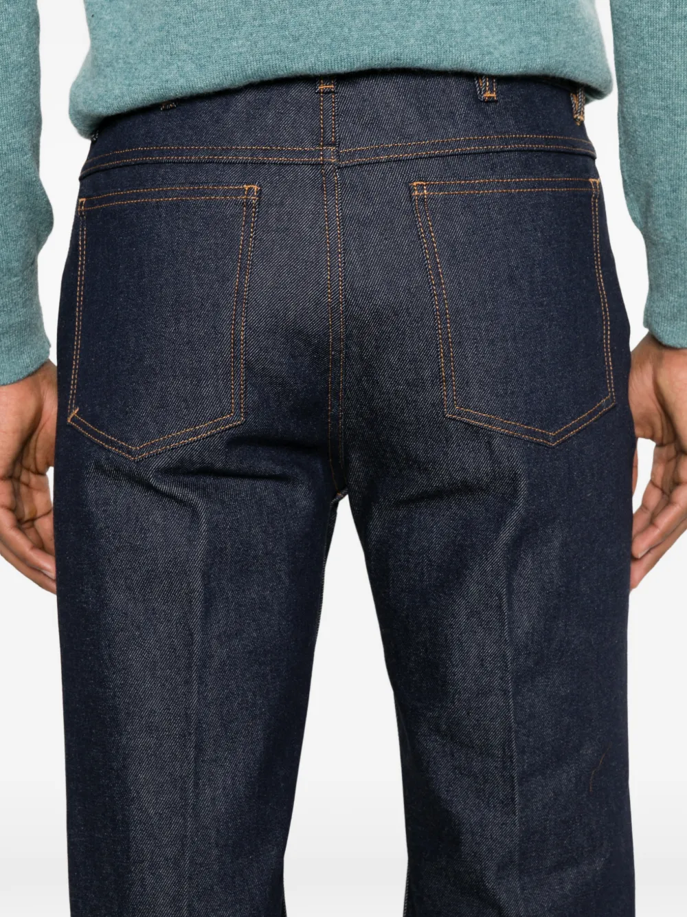 Husbands Wollen denim met stiksel Blauw