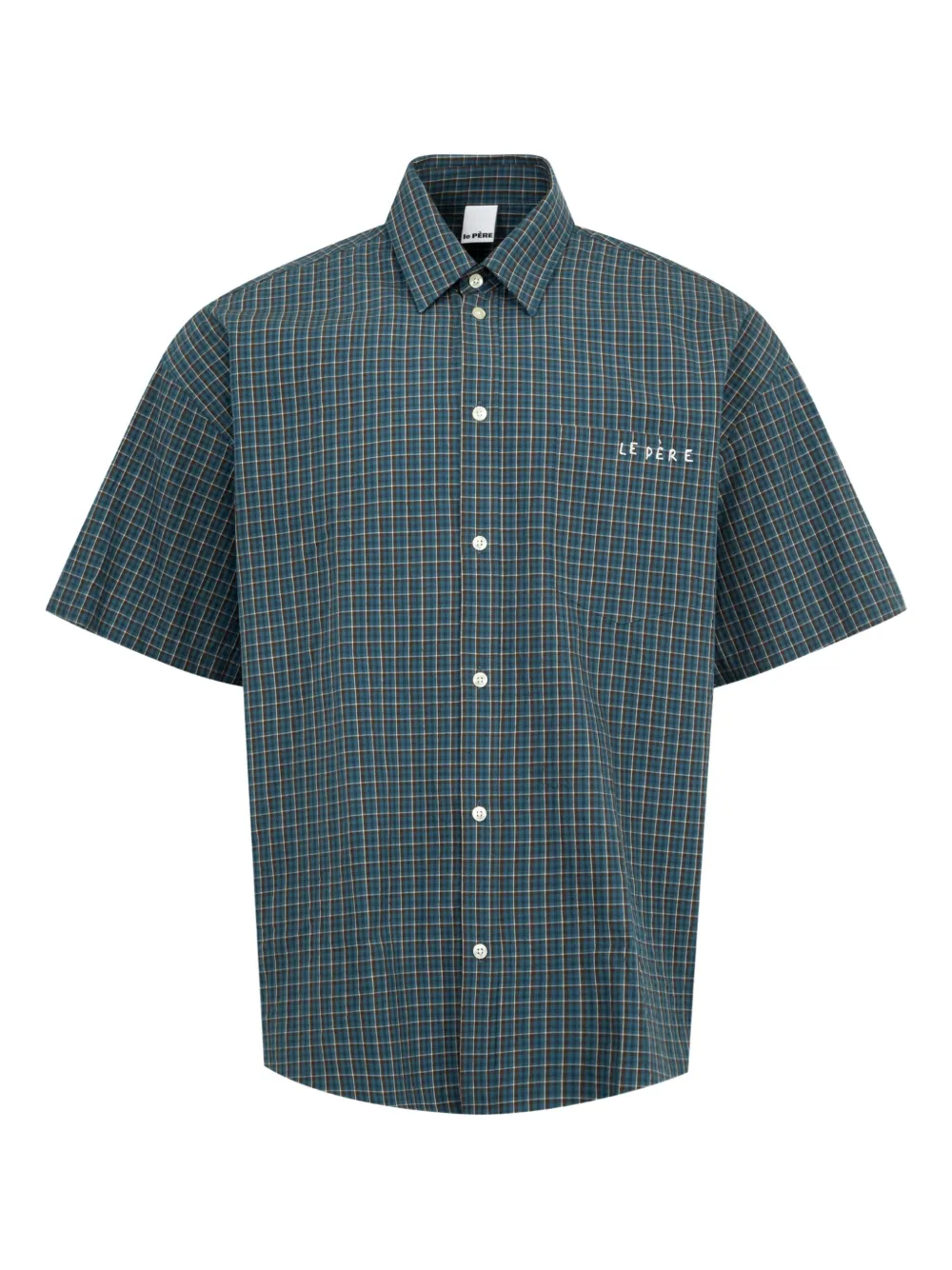 Le Pere Geruit overhemd met wijde mouwen - Blauw