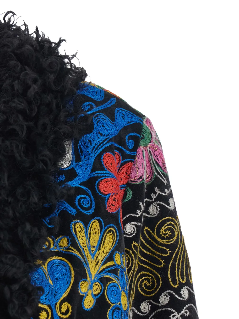 Zazi Vintage Floral-embroidered Coat In Multi