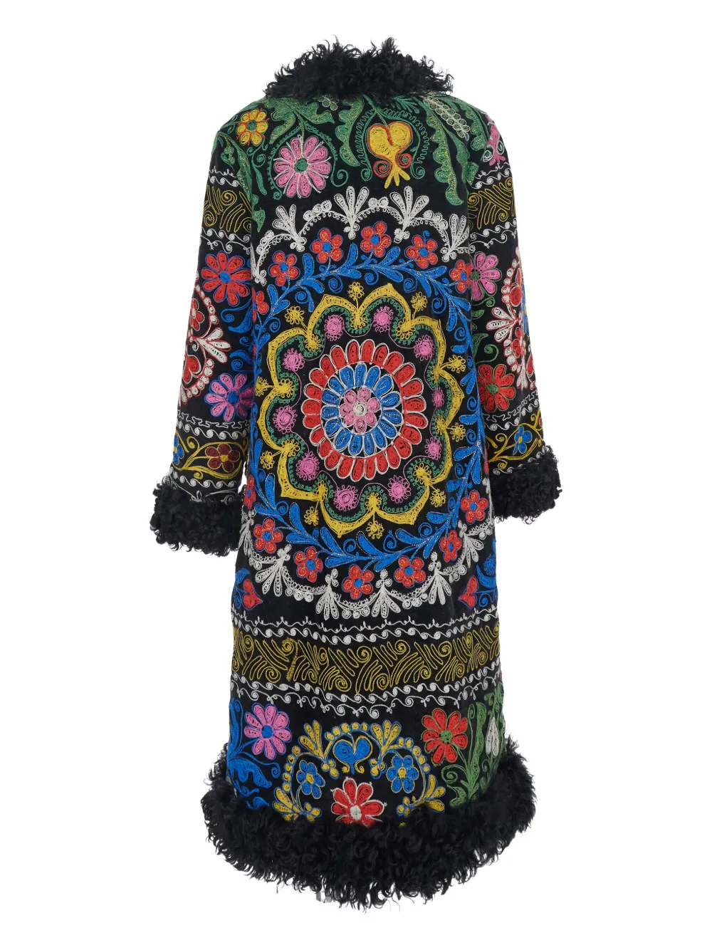 Zazi Vintage Floral-embroidered Coat In Multi