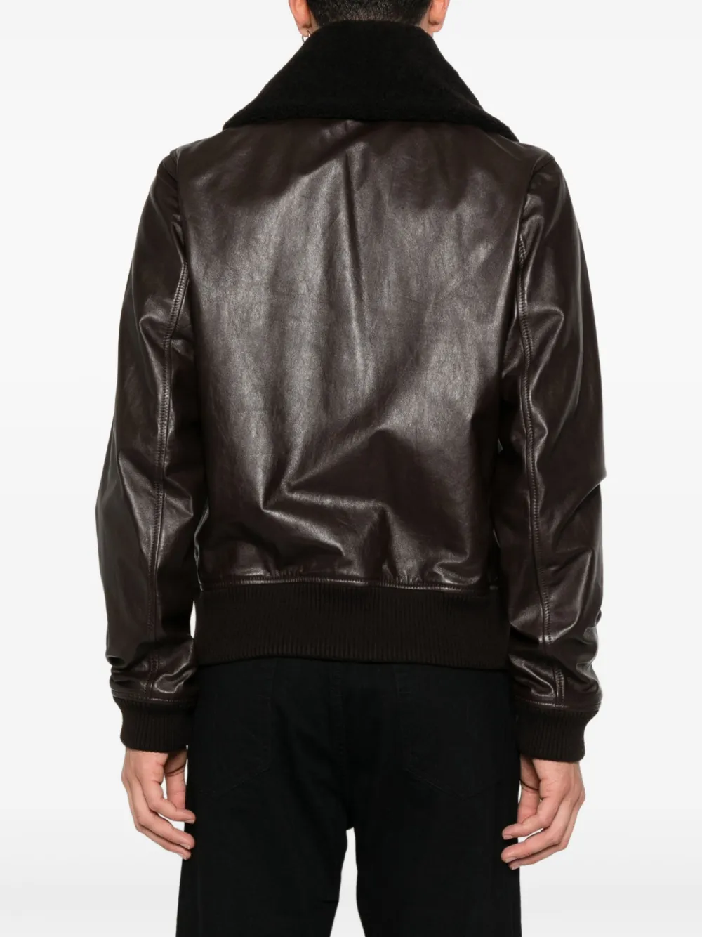 Our Legacy Pharos Wool-blend Trimmed Leather Bomber Jacket In Brown