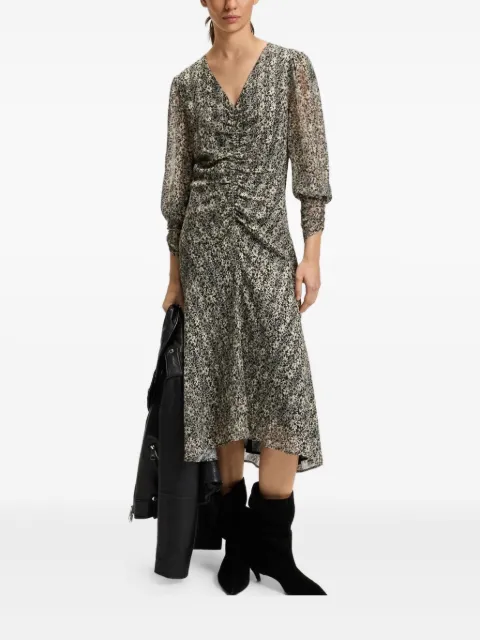 BOSS printed-floral midi dress