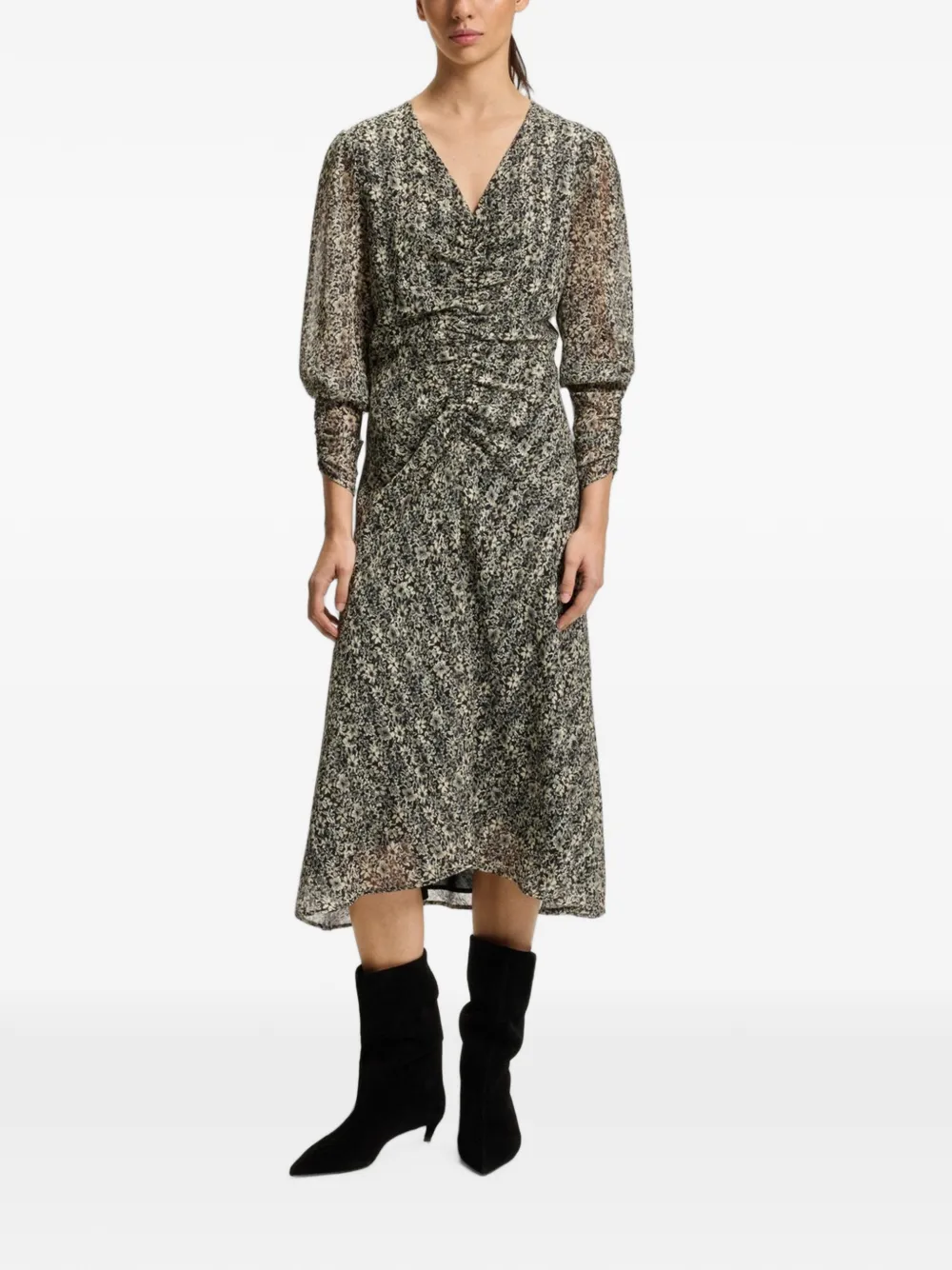 BOSS Midi-jurk met bloemenprint Grijs