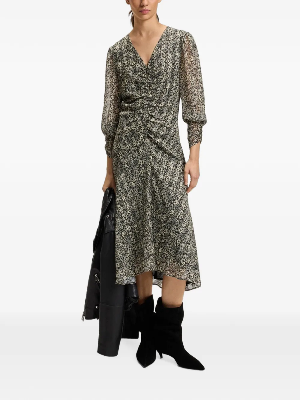 BOSS Midi-jurk met bloemenprint Grijs