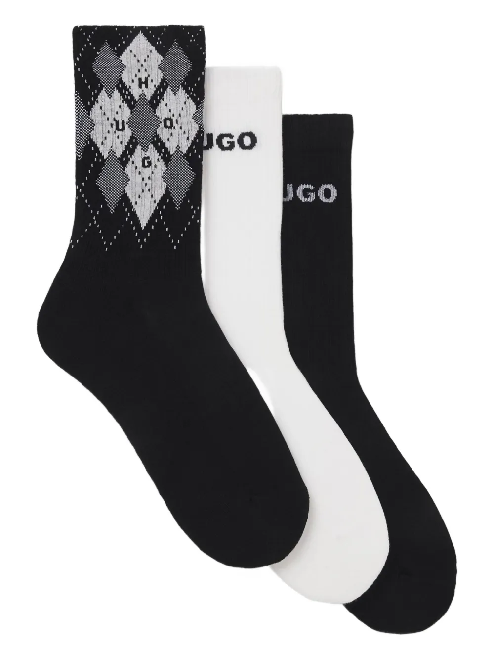 Hugo Boss Logo Socks (pack Of Three) In Black