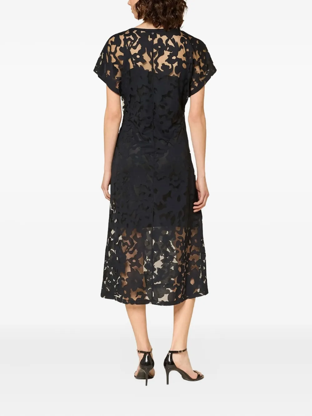 BOSS Gesmockte midi-jurk - Zwart