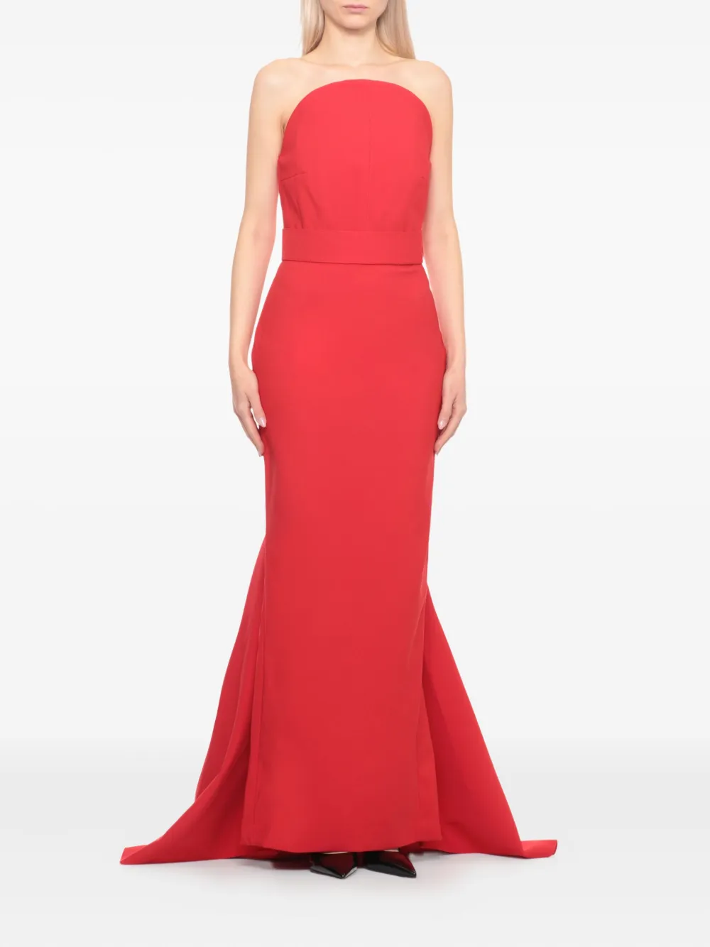 Solace London Citra Strapless Belted Dress In Red