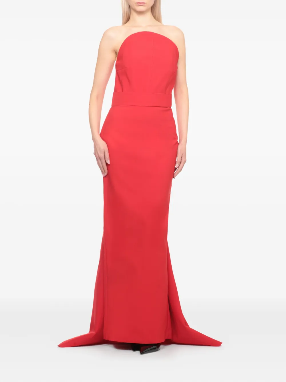 Solace London Citra Strapless Belted Dress In Red