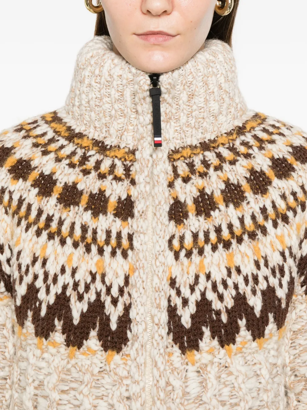 Moncler Grenoble Vest met patroon en rits Beige