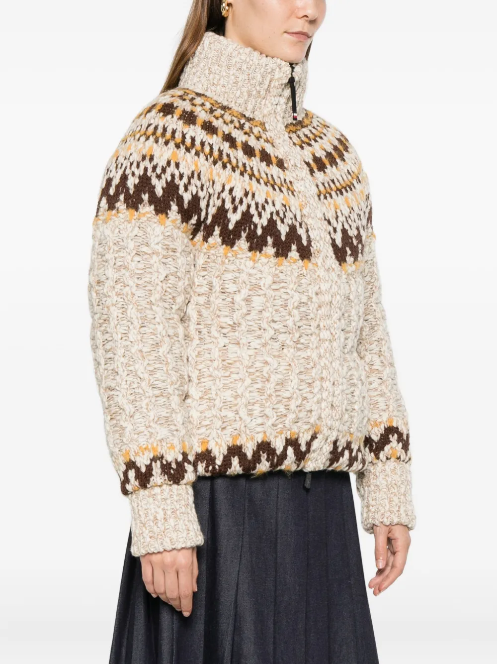 Moncler Grenoble Vest met patroon en rits Beige