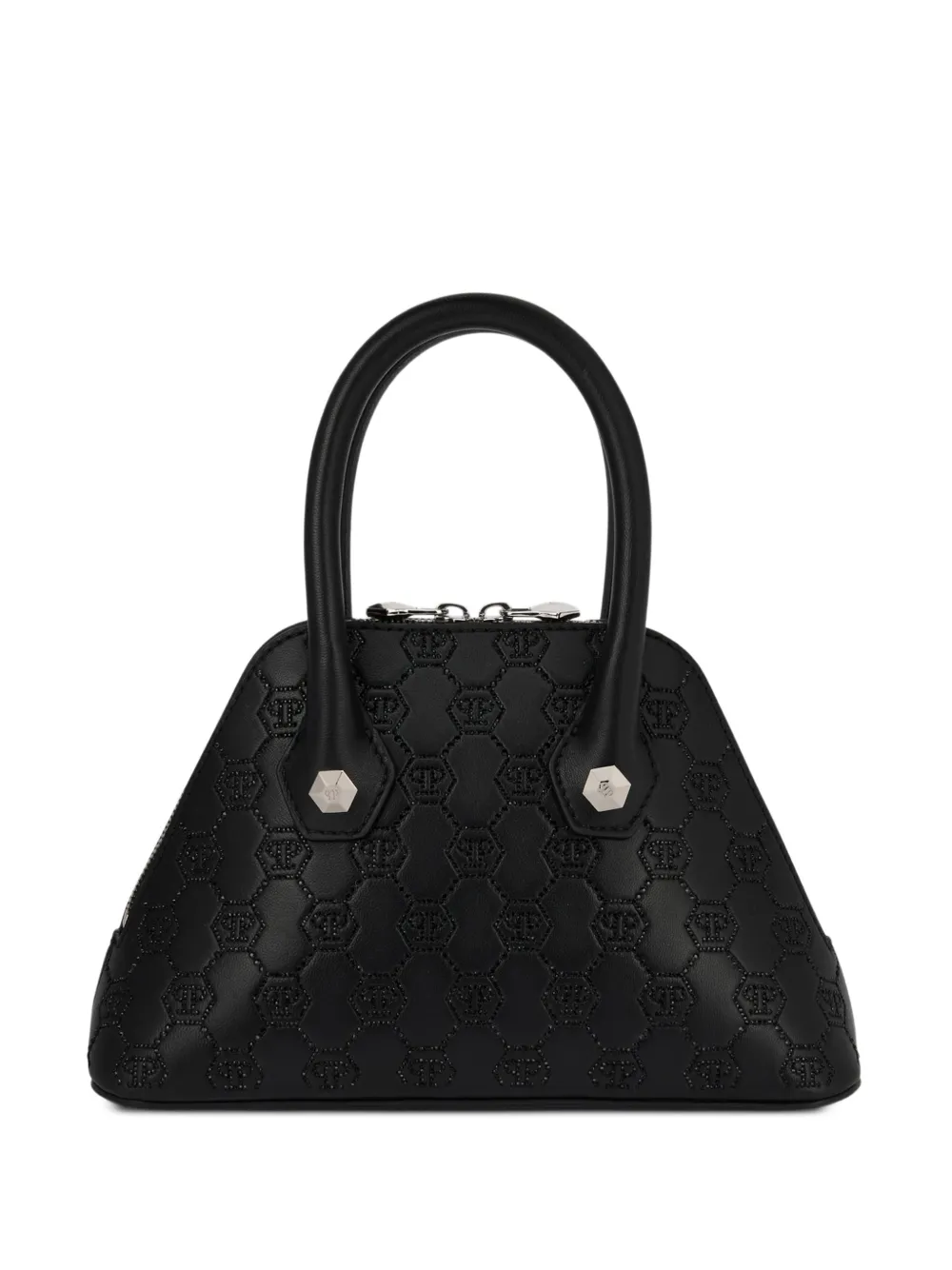  Philipp Plein Small Majestic Monogram Rhinestone Handle Bag - Black 