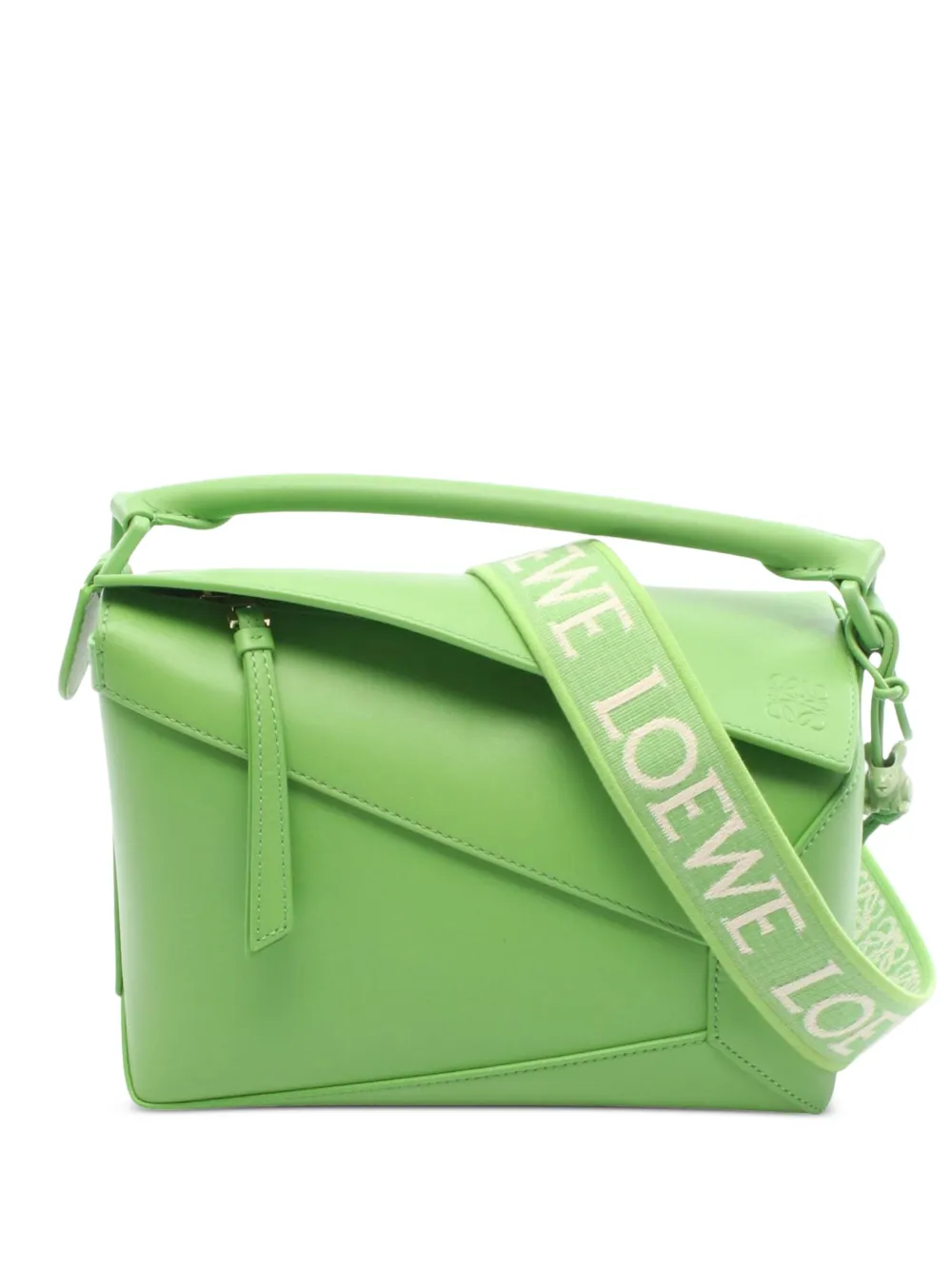Pre-owned Loewe 2010-2025 Small Leather Puzzle Edge Satchel In Green