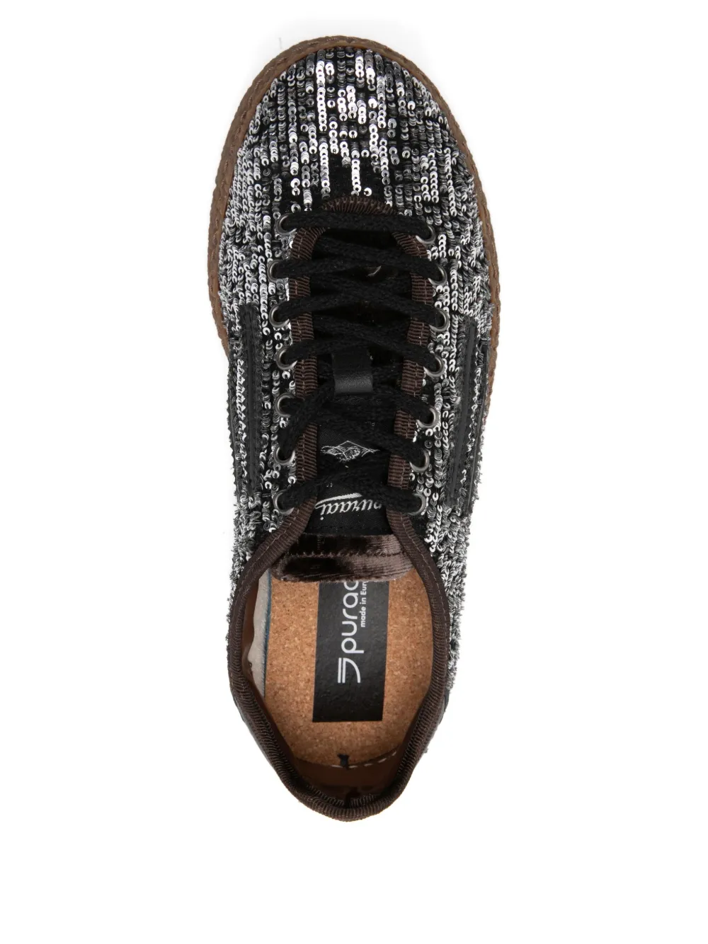 Puraai Sequin Lace-up Shoes In Brown