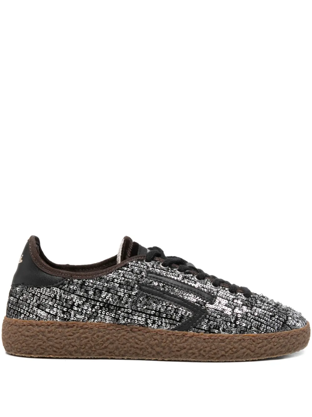 Puraai Sequin Lace-up Shoes In Brown