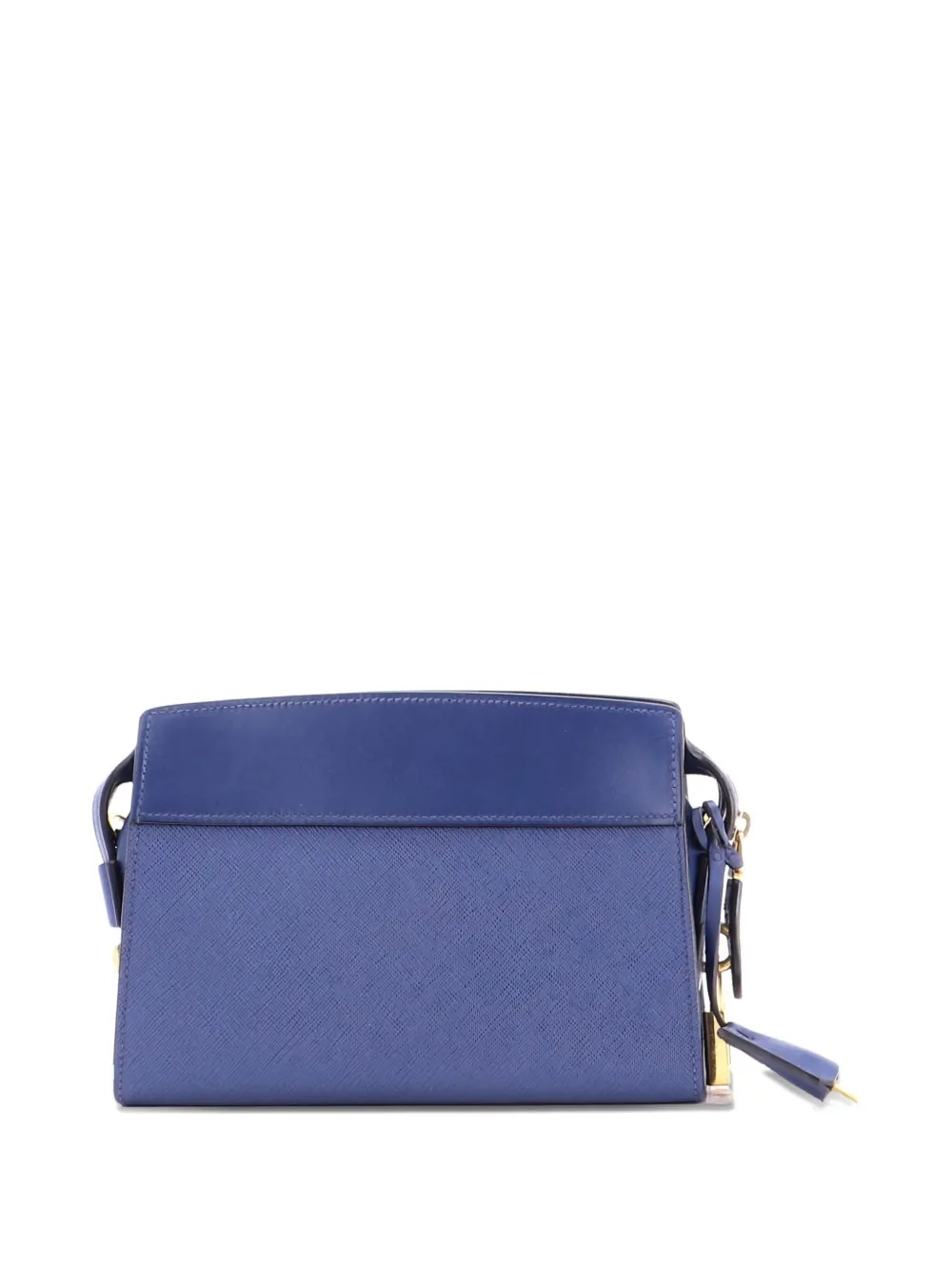 Pre-owned Prada Esplanade Saffiano With City Calf Small Crossbody Bag In Blue