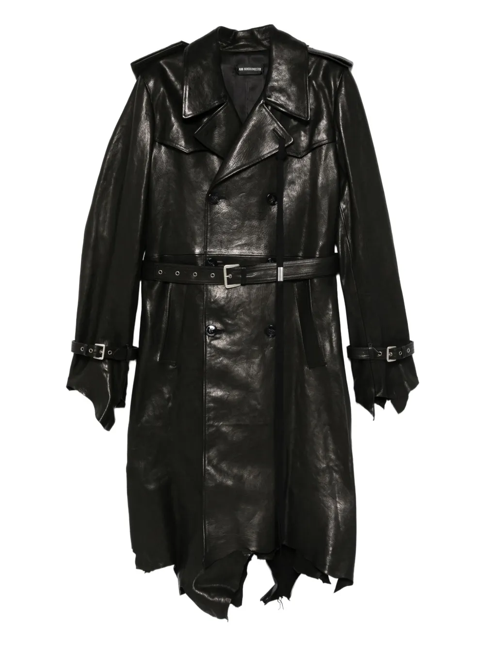 Ann Demeulemeester abrigo con doble botonadura y cinturón | negro | Image 1