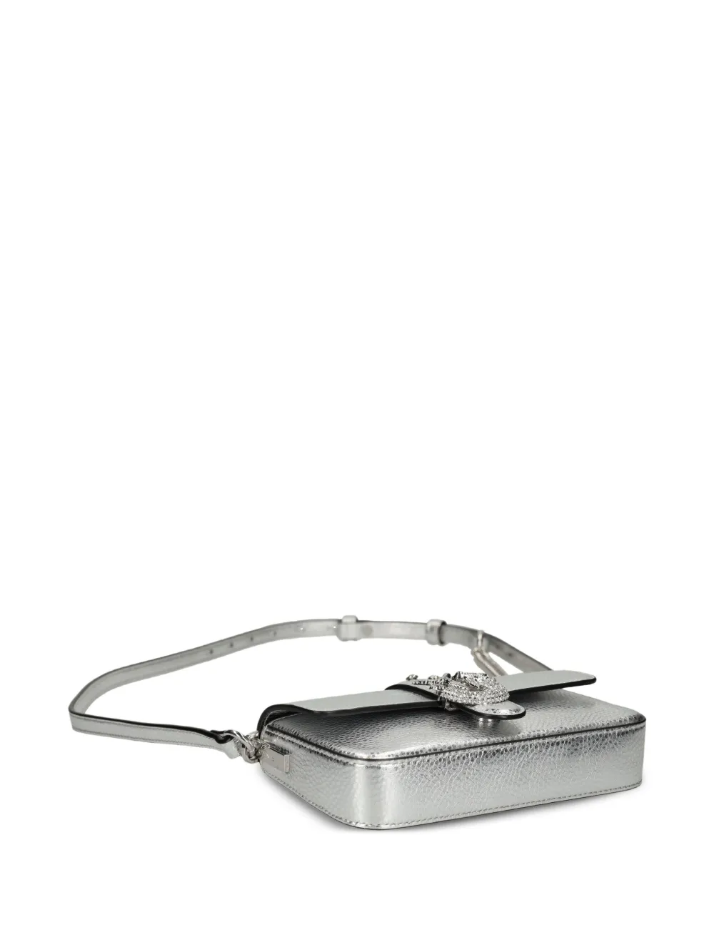Pinko Embellished-buckle Cross Body Bag In Silver