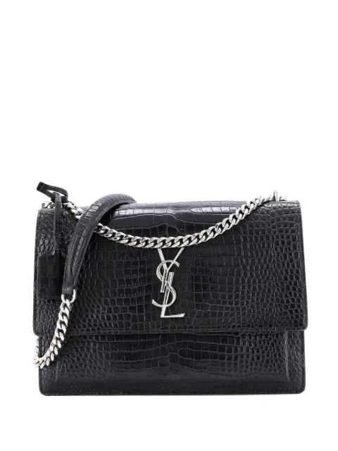 Saint Laurent Pre-Owned Sunset Crocodile Embossed Leather Large crossbody bag