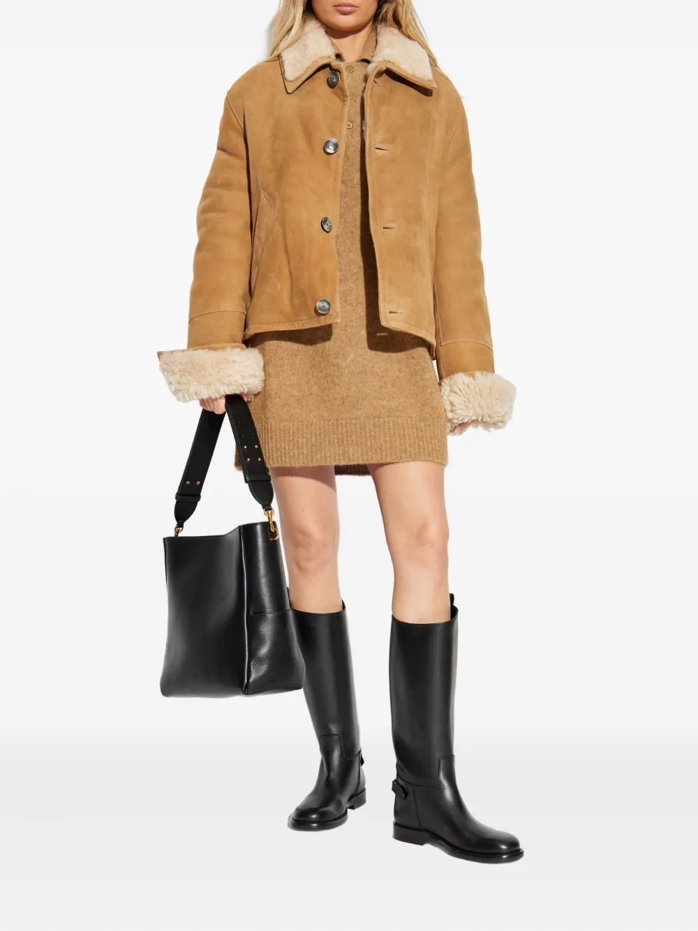 AMI Paris Buttoned collared dress - Bruin