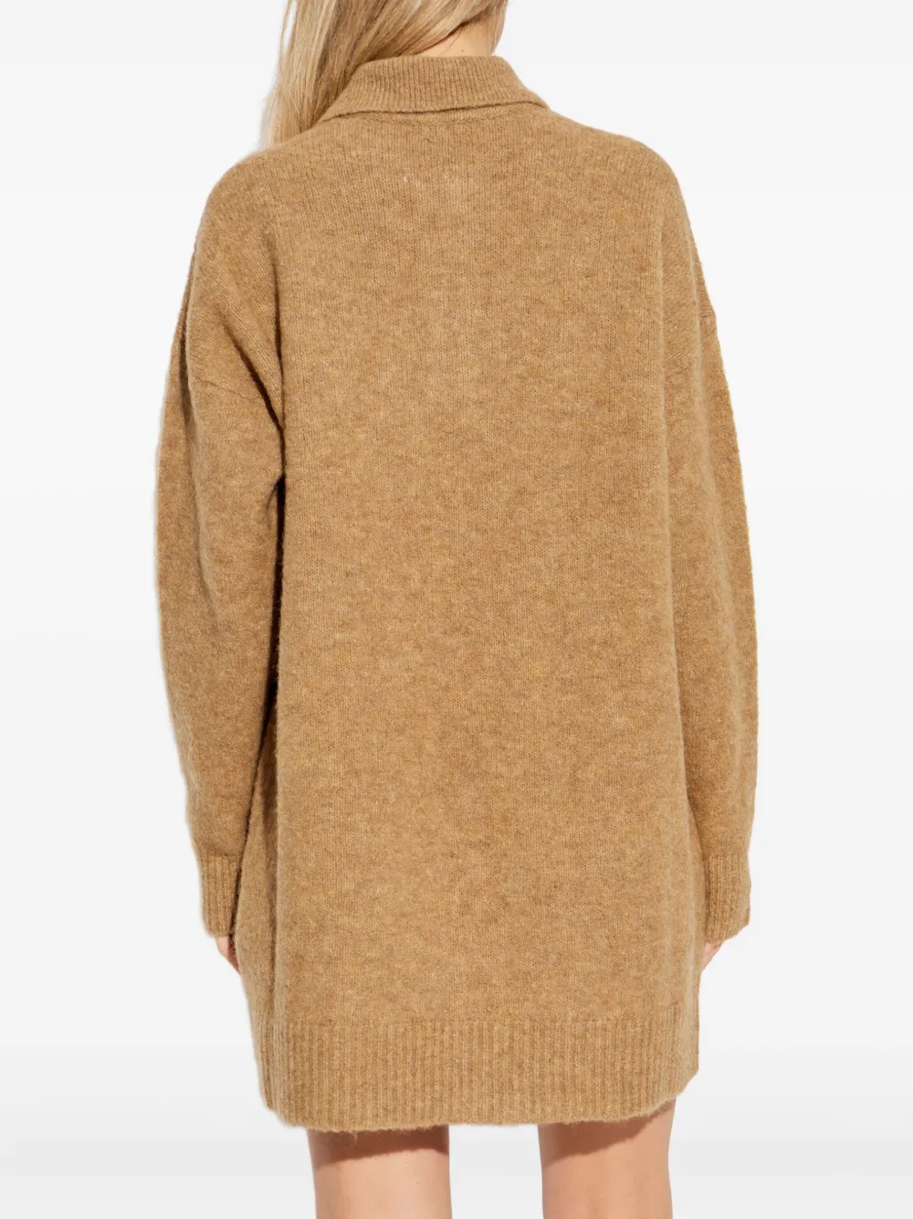 AMI Paris Jurk met knopen en kraag Bruin