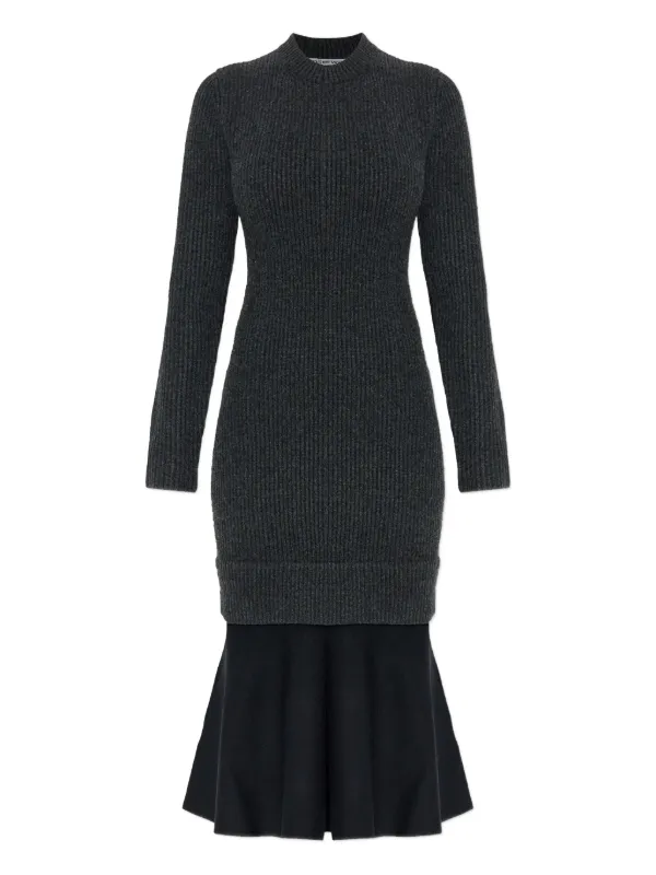 Alexander Wang Ribbed long-sleeves Midi Dress Grey
