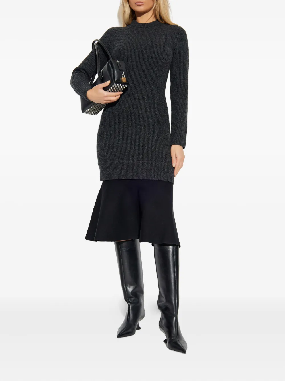 Alexander Wang ribbed long-sleeves midi dress - Grijs