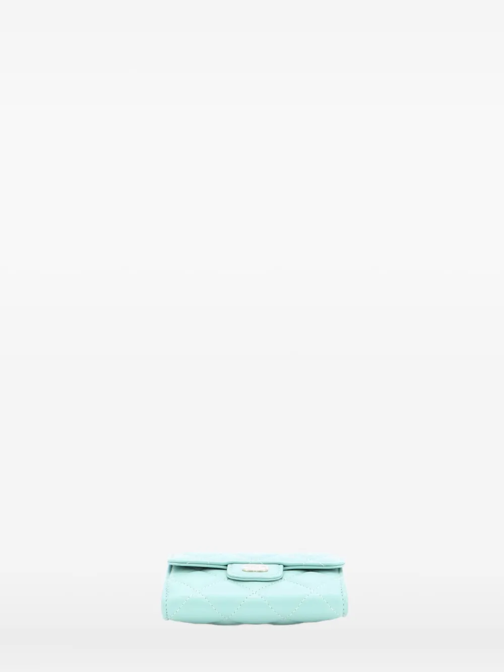 Pre-owned Chanel Classic Flap Card Holder On Chain Quilted Lambskin Mini Clutch Bag In Green