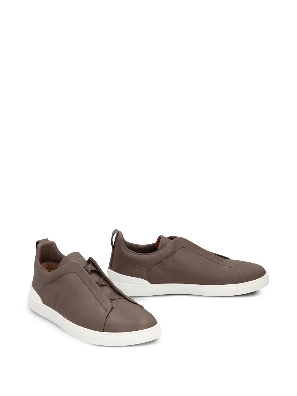 Zegna Triple Stitch leren loafers - Bruin