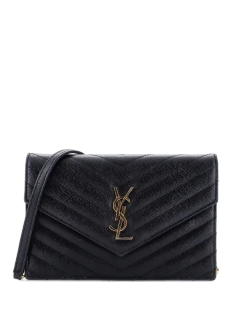 Saint Laurent Pre-Owned Classic Monogram Wallet on Chain Matelasse Chevron Leather Small crossbody bag