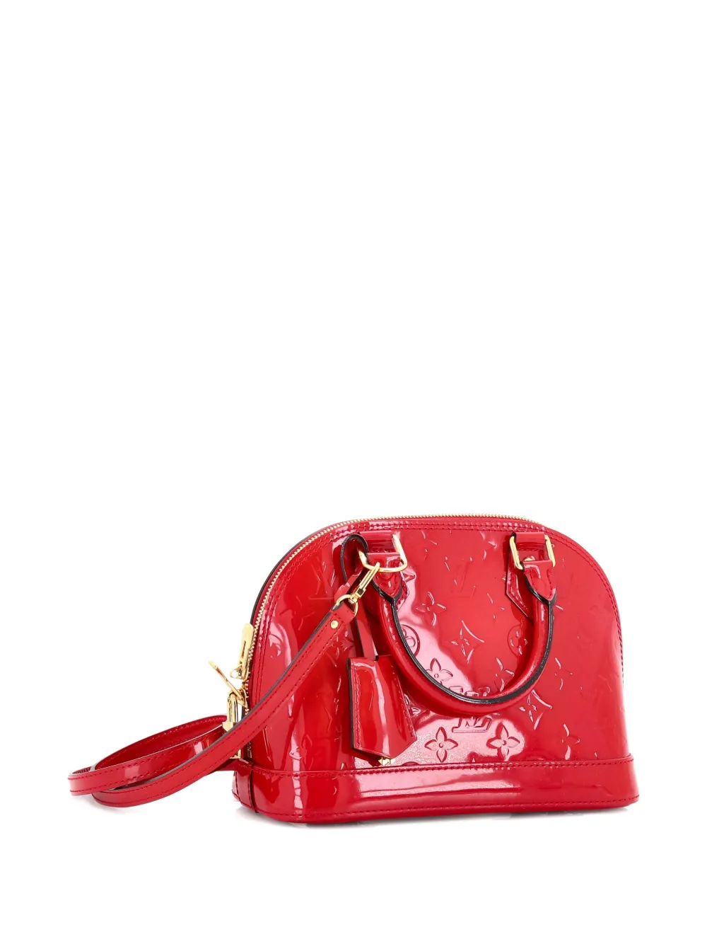 Pre-owned Louis Vuitton Alma Handbag Monogram Vernis Bb Shoulder Bag In Red