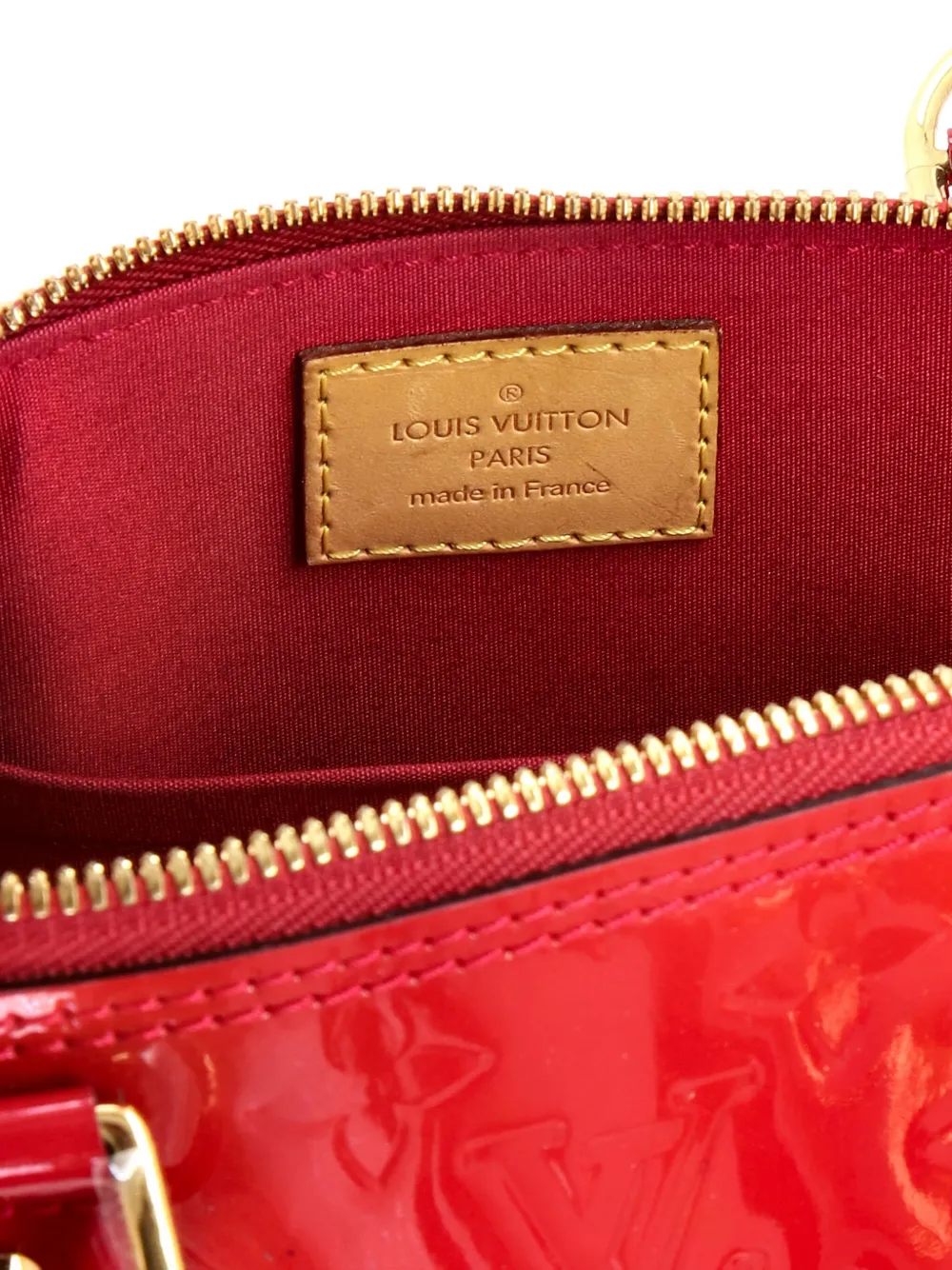Pre-owned Louis Vuitton Alma Handbag Monogram Vernis Bb Shoulder Bag In Red