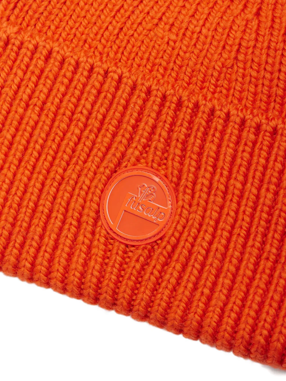 Fusalp Ribbed Logo-badge Knitted Beanie In Orange