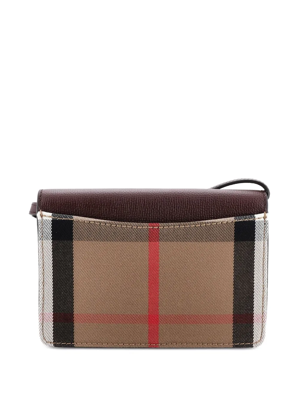Pre-owned Burberry Hampshire Wallet On Chain Leather And House Check Canvas Crossbody Bag In Brown