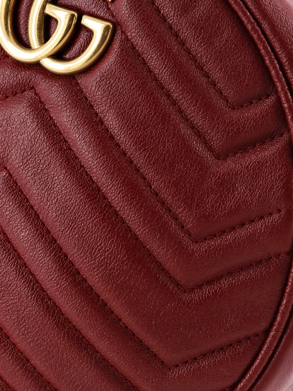 Pre-owned Gucci 2015-2025 Gg Marmont Round Shoulder Bag Matelasse Leather Mini Crossbody Bag In Red