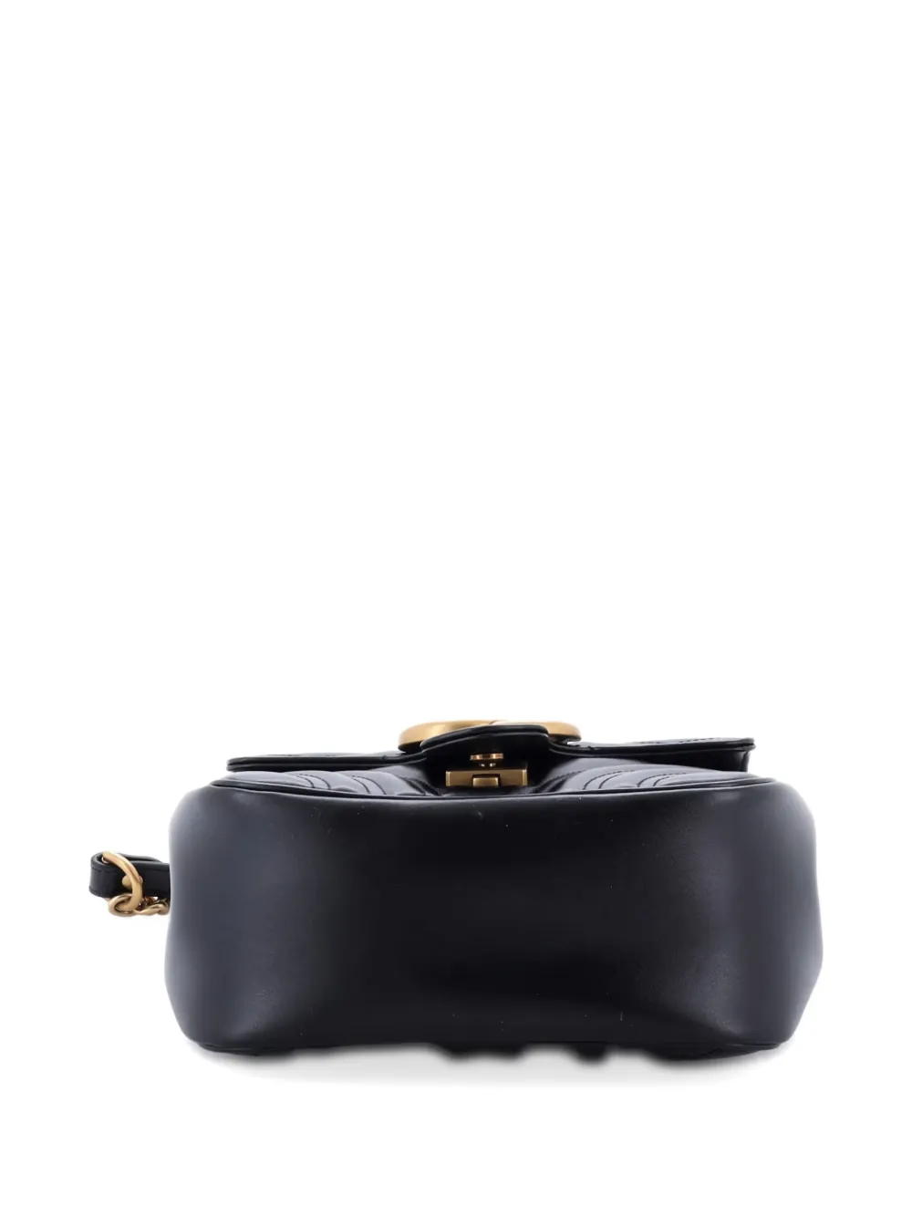 Pre-owned Gucci 2015-2025 Gg Marmont Square Flap Bag Matelasse Leather Mini Crossbody Bag In Black