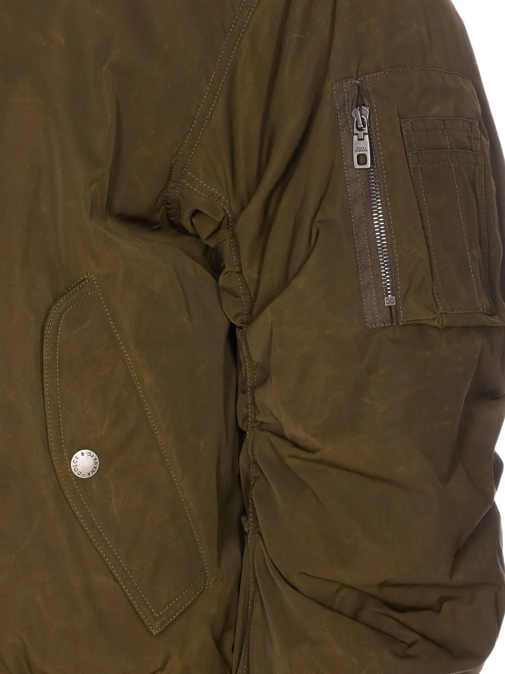 Dolce & Gabbana Gathered-detail Bomber Jacket In Green
