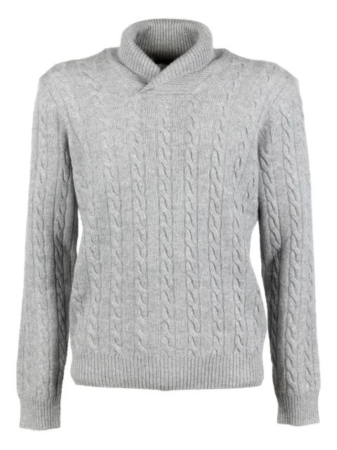 Moorer cable-knit shawl-collar sweater